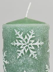 Candela Decorativa Cristalli di Neve - Verde Abete