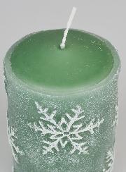 Candela Decorativa Cristalli di Neve - Verde Abete