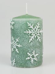 Candela di Natale Fiocchi di Neve - Verde Abete