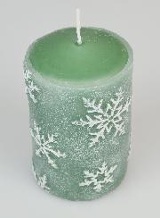 Candela di Natale Fiocchi di Neve - Verde Abete