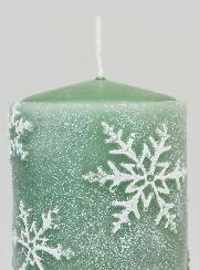 Candela di Natale Fiocchi di Neve - Verde Abete