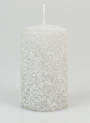 Candela di Natale Effetto Ghiacciato 10cm - Argento