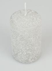 Candela di Natale Effetto Ghiacciato 10cm - Argento