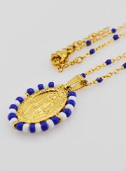 Collana Religiosa Perlata & Medaglia Miracolosa Marinière