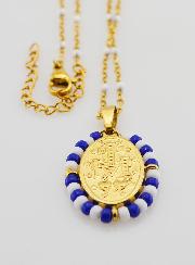 Medaglia Miracolosa Marinière & Catena con Perle Bianche