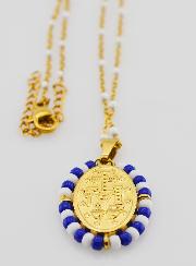 Collana Religiosa Perlata & Pendente Miracolosa Marinière