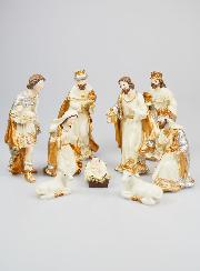 Presepe di Natale 9 Soggetti Beige & Oro