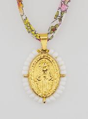 Collana Religiosa con Cordoncino Liberty - Medaglia Miracolosa Perlata