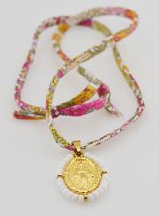 Collana Religiosa con Cordoncino Liberty - Medaglia Miracolosa Perlata