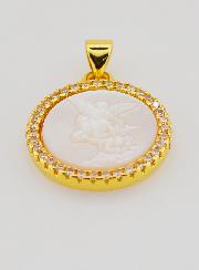 Medaglia San Michele in Ottone e Madreperla - 22 mm