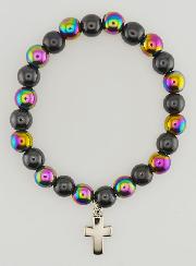 Bracciale con Croce - Ematite & Quarzo Titanio