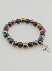Bracciale con Croce - Ematite & Quarzo Titanio
