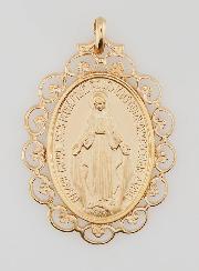 Grande Medaglia Miracolosa Bordo a Pizzo - Placcata Oro