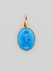Medaglia Miracolosa in Argento Dorato & Smalto Blu
