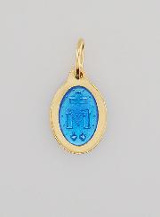 Medaglia Miracolosa in Argento Dorato & Smalto Blu
