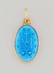 Medaglia Miracolosa in Argento Dorato e Smalto a 2 Toni - 17 mm