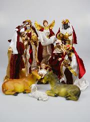 Presepe di Natale 11 Personaggi con Stoffa - 34cm