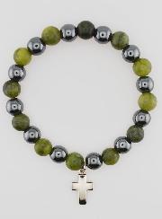 Bracciale con Croce - Ematite & Vesuvianite