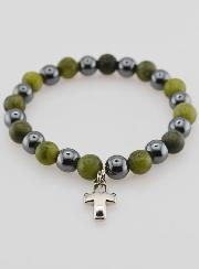 Bracciale con Croce - Ematite & Vesuvianite