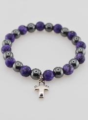 Bracciale con Croce - Ematite & Charoite