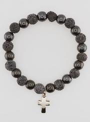 Bracciale con Croce - Ematite & Pietra Lavica