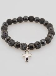 Bracciale con Croce - Ematite & Pietra Lavica