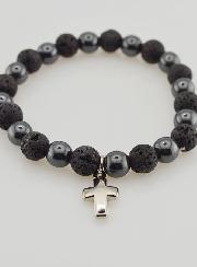 Bracciale con Pietre Naturali - Pietra Lavica & Ematite