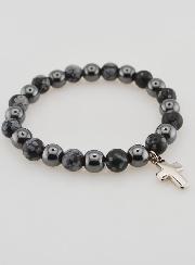 Bracciale con Croce - Ematite & Ossidiana delle Nevi