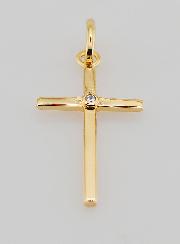 Ciondolo Croce in Placcato Oro & Ossido di Zirconio