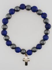 Bracciale Con Croce - Ematite & Lapislazzuli