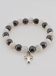Bracciale Con Croce - Ematite & Pietra di Luna