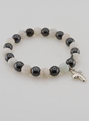 Bracciale Con Croce - Ematite & Pietra di Luna