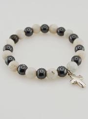 Bracciale in Pietre Naturali - Ematite & Pietra di Luna