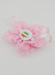 Regalo di Battesimo - Sopraculla Fiore Rosa - Angelo Custode