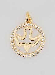 Medaglia Spirito Santo Traforata in Oro Placcato - 15mm