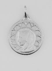 Medaglia Vergine Maria Traforata in Argento Massiccio - 20mm