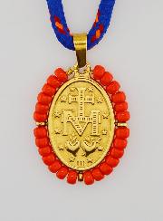 Collana Religiosa Medaglia Miracolosa & Perline Rosse