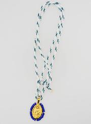 Medaglia Miracolosa Perline Blu & Cordone