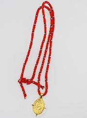 Medaglia Miracolosa Perline Bianche & Cordone