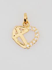 Ciondolo Cuore & Croce in Oro Placcato