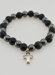Bracciale Con Croce - Ematite & Ossidiana Dorata