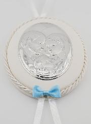 Regalo di Battesimo - Sopraculla in Pelle Sacra Famiglia