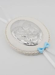 Regalo di Battesimo - Sopraculla in Pelle Sacra Famiglia