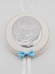 Regalo di Battesimo - Sopraculla in Pelle Vergine con Bambino