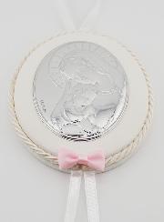 Regalo di Battesimo - Sopraculla in Pelle Vergine con Bambino