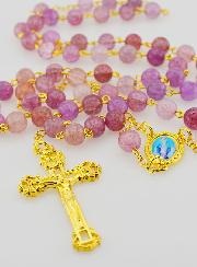 Rosario Madonna Miracolosa Grani in Vetro - Viola