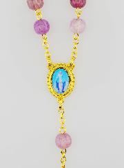 Rosario Madonna Miracolosa Grani in Vetro - Viola