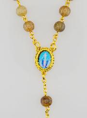 Rosario Madonna Miracolosa Grani in Vetro - Marrone