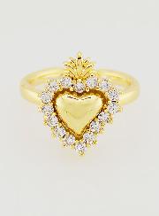 Anello Ex Voto Regolabile Ottone Dorato & Strass