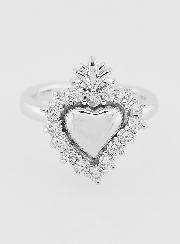 Anello Ex Voto Regolabile Ottone Argentato & Strass